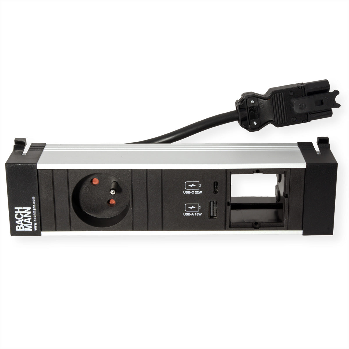 Bachmann POWER FRAME S Steckdoseneinheit – 1×UTE, USB-A/USB-C 22 W, Einbau, Wieland GST18, 0,2 m