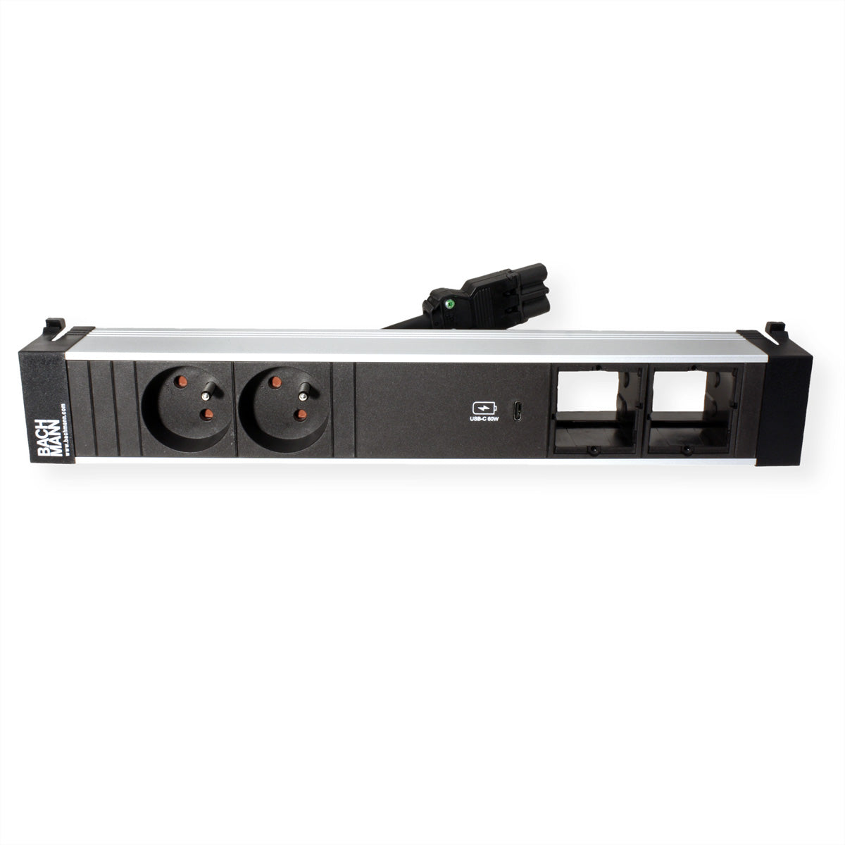 Bachmann POWER FRAME L Steckdoseneinheit – 2×UTE, USB-C 60 W, Einbau, 0,2 m Kabel (GST18)