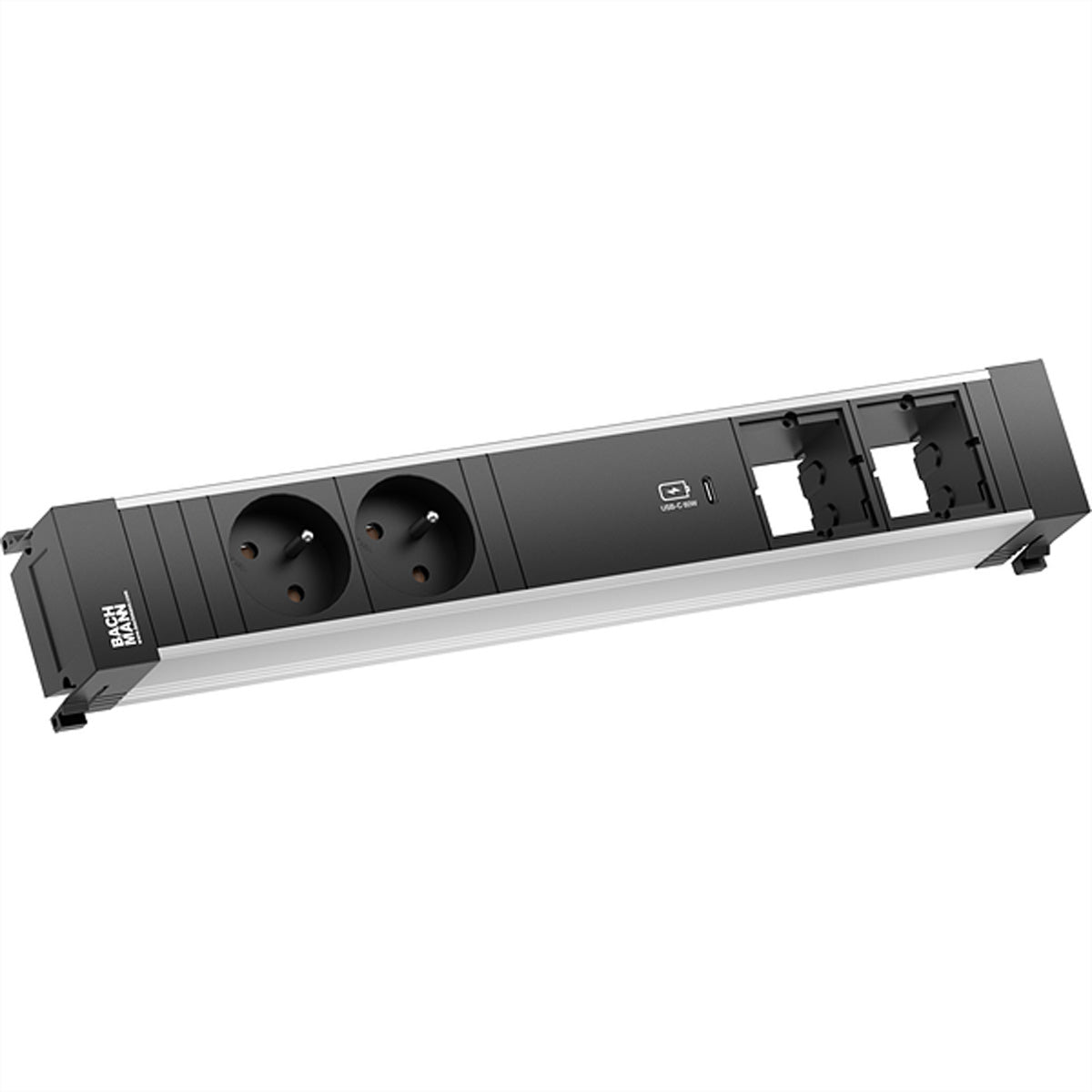 Bachmann POWER FRAME L Steckdoseneinheit – 2×UTE, USB-C 60 W, Einbau, 0,2 m Kabel (GST18)