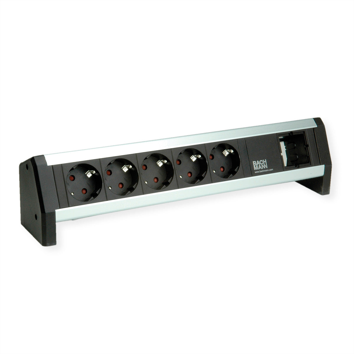 Bachmann Steckdosenleiste – 5×Schuko (Typ E/F), Wieland GST18, 1×Leeres Custom-Modul