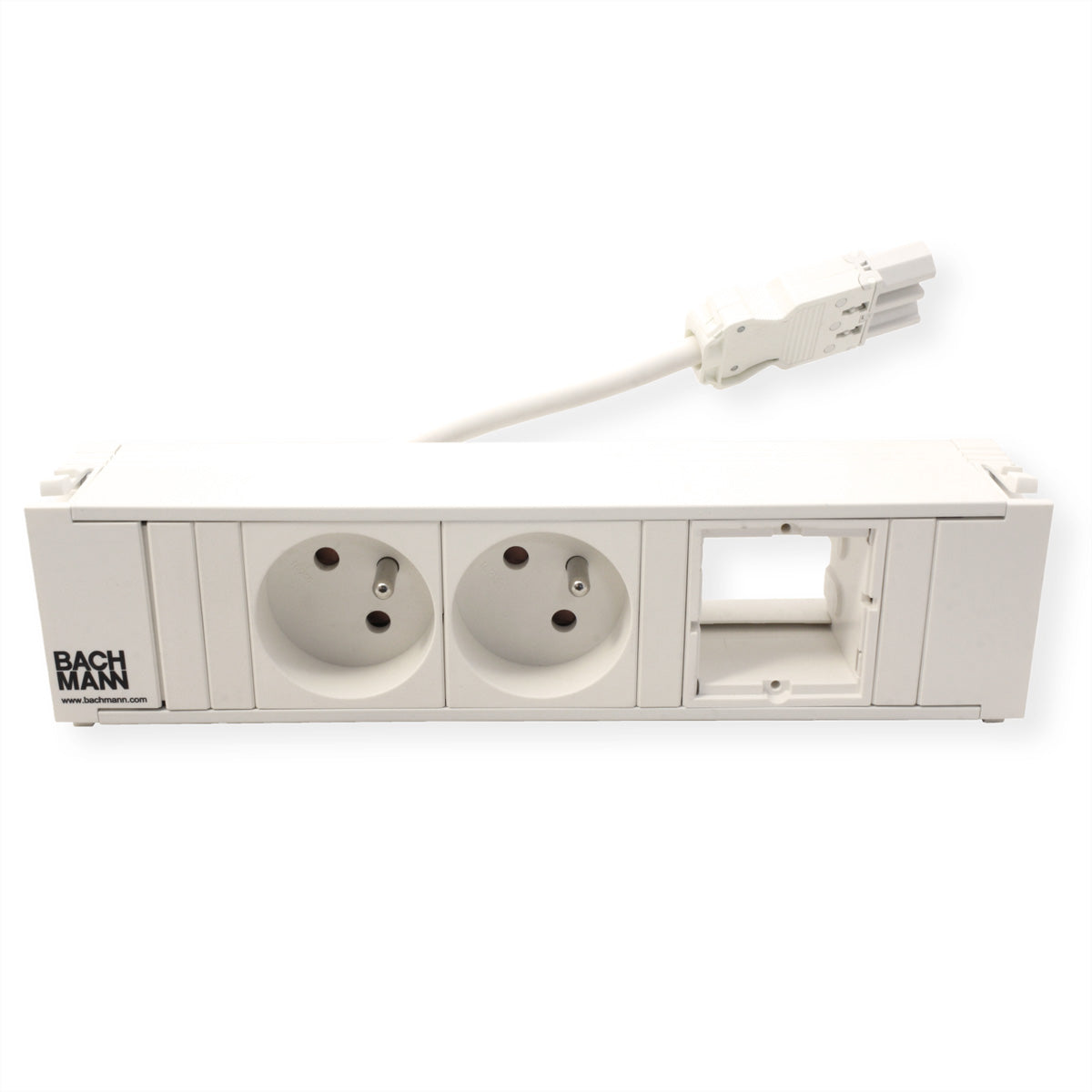 Bachmann CONI Einbausteckdosenleiste, 2×UTE, Einbau, Eingang GST18, 0,2 m – Weiss