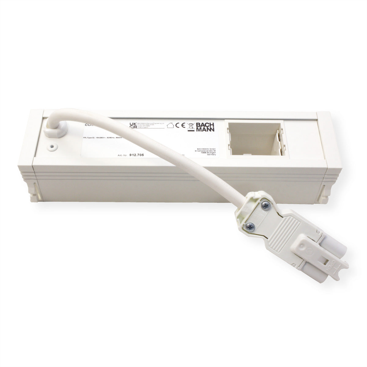 Bachmann CONI Einbausteckdosenleiste, 2×UTE, Einbau, Eingang GST18, 0,2 m – Weiss