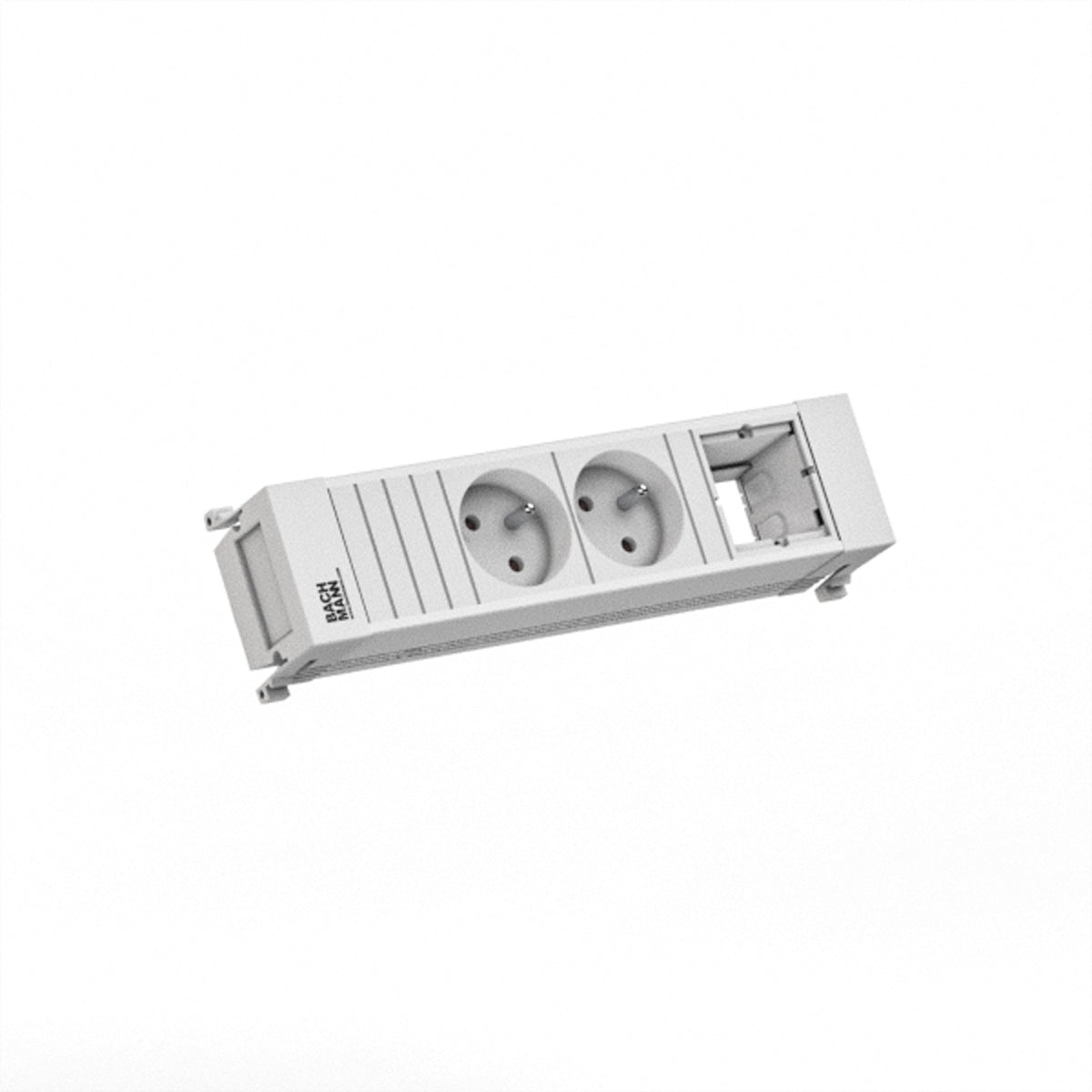 Bachmann POWER FRAME Einbau-Anschlussfeld – 2×UTE (Typ E), GST18-Kabel 0,2 m, RAL 9010 Weiss