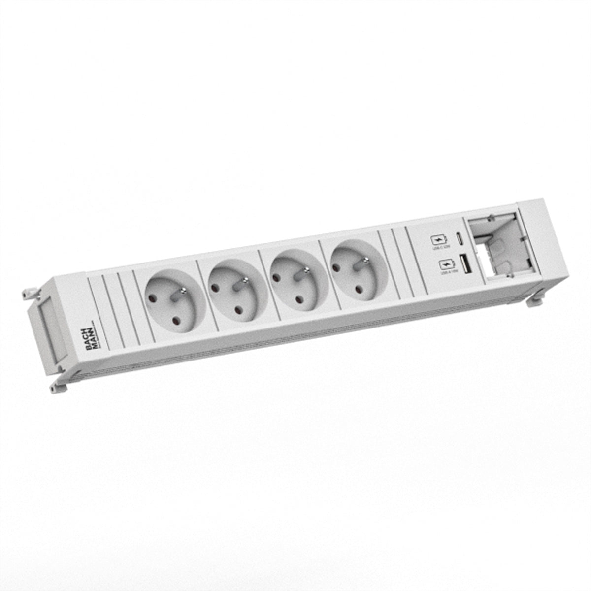 Bachmann POWER FRAME – Steckdosenleiste, 4× UTE (Typ E), 2× USB 22 W, 0,2 m, Stecker GST18