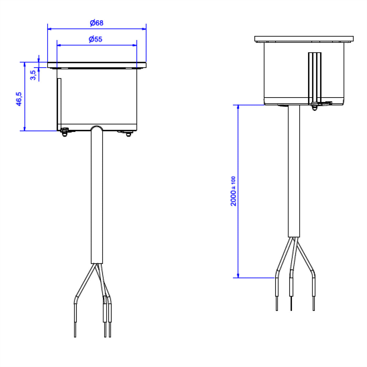 Bachmann PIX Steckdoseneinheit – 1×Schuko (Typ E/F), 2 m, Tisch/Einbau