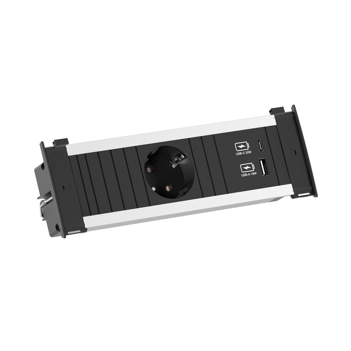 Bachmann KAPSA S Steckdoseneinheit – 1×Schuko (Typ E/F), 1×USB‑A + 1×USB‑C, 22 W, Einbau, 2,0 m Zuleitung