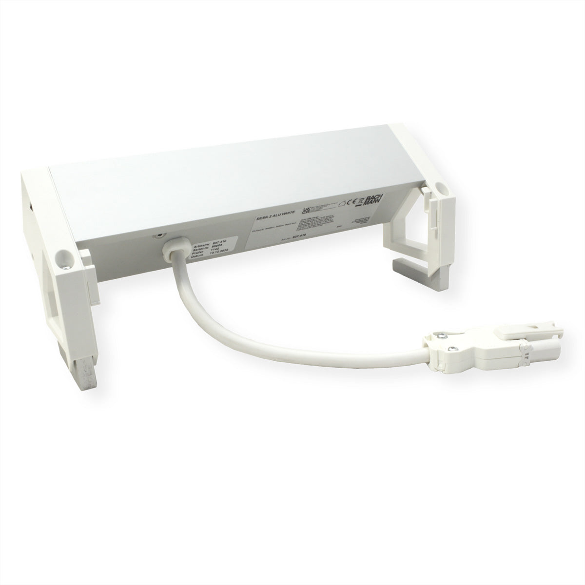 Bachmann DESK2 ALU Steckdosenleiste UTE 2× – USB‑A×1, USB‑C×1 22 W – Wieland GST18, 0,2 m – weiss