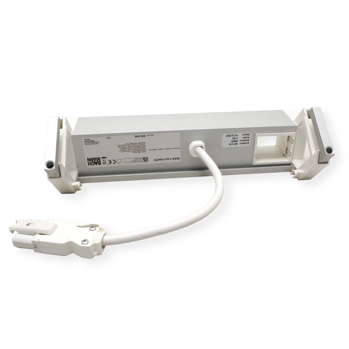 Bachmann DESK2 ALU – Steckdosenleiste, 2× UTE, 1× Custom-Modul (leer), 1× USB-A/C 22W, 0,2 m GST18