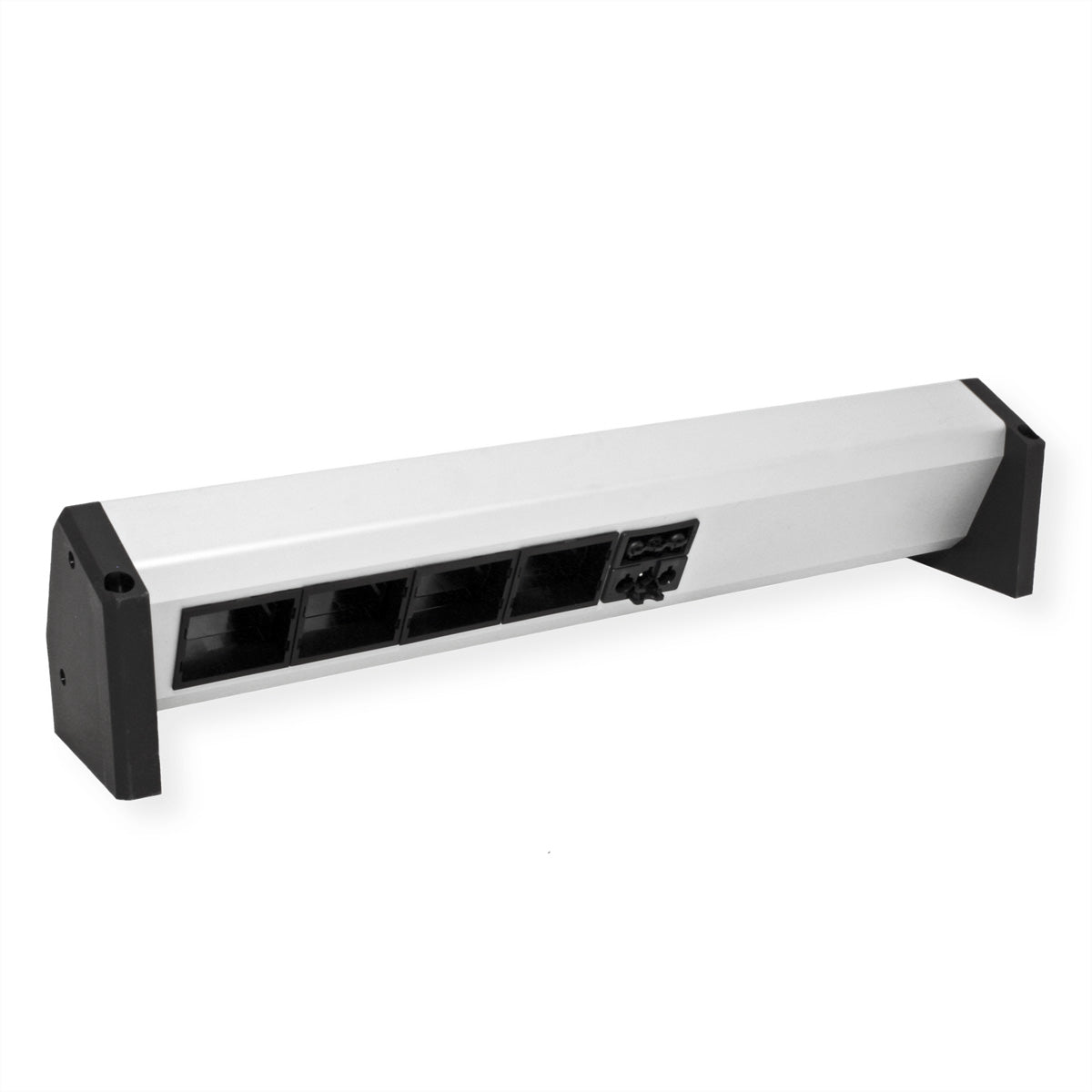 Bachmann DESK ALU Tischsteckdosenleiste, 3×UTE (Typ E), GST18 Eingang – Schwarz/Silber