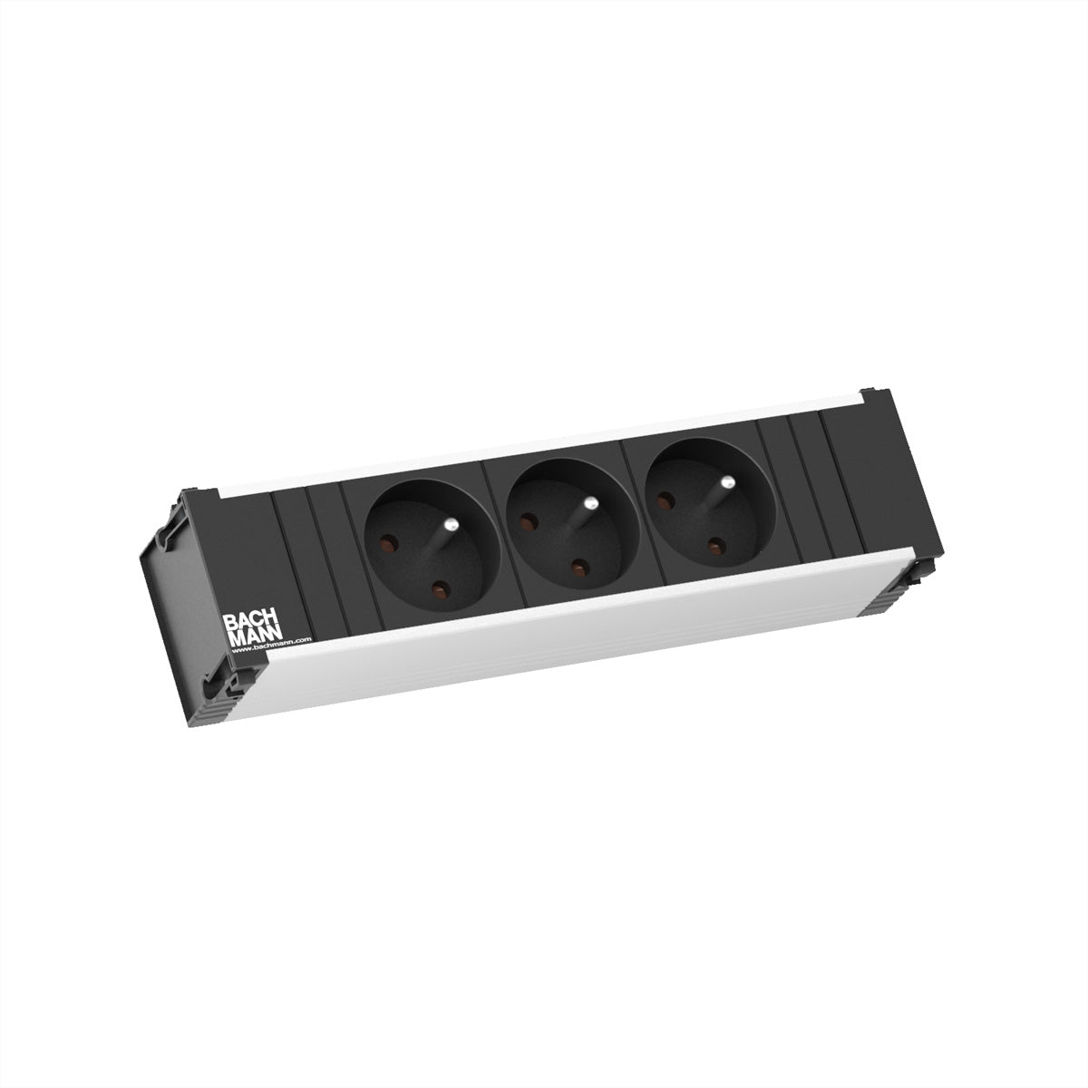 Bachmann CONI Einbausteckdosenleiste, 3×UTE, Einbau, Wieland GST18, 0,2 m – Schwarz/Silber