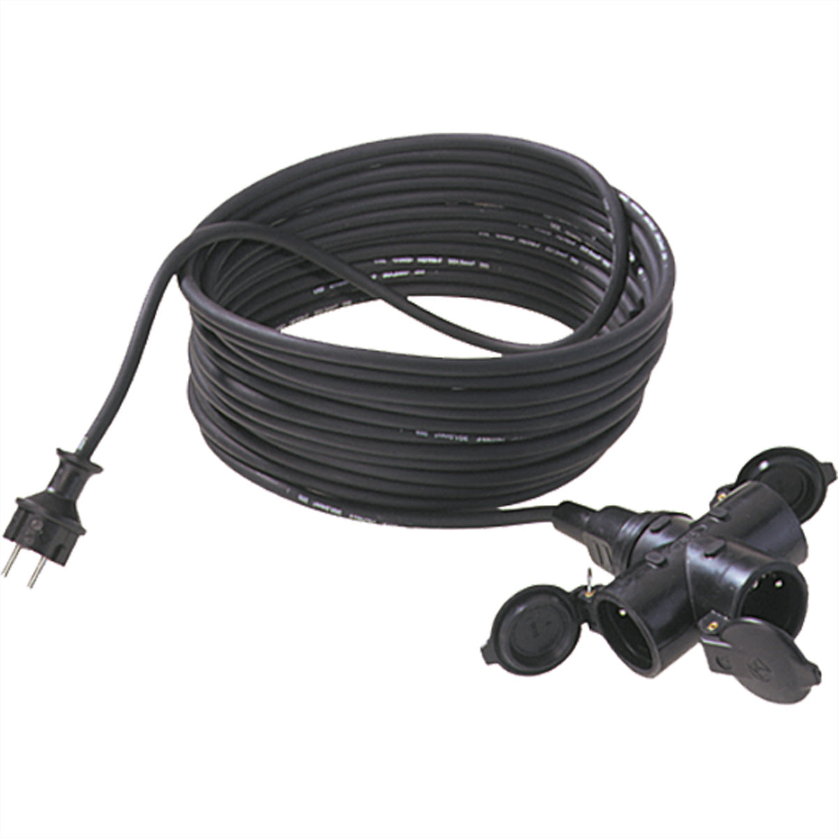 Bachmann Verlängerungskabel – Schuko (CEE 7/7)–Schuko (CEE 7/3), 5 m, IP44, 3×1,5 mm², Schwarz