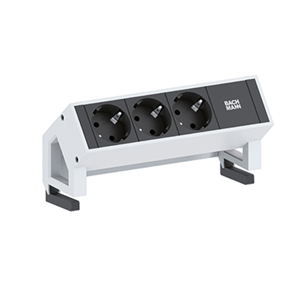 Bachmann DESK2 Aufbau-Anschlussfeld 3× Schutzkontakt (CEE 7/3) – 1,5 m Zuleitung – Weiss
