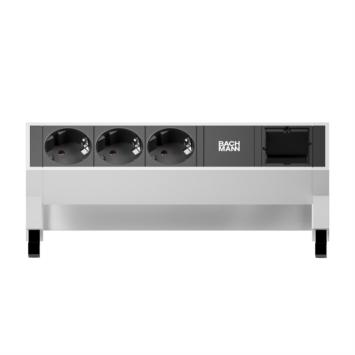 Bachmann DESK2 Aufbau-Anschlussfeld 3× Schutzkontakt (CEE 7/3) – 1,5 m Zuleitung – Weiss