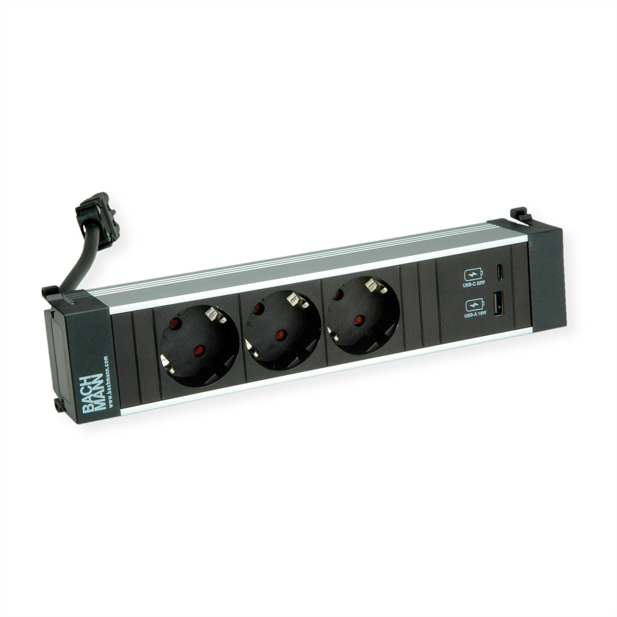 Bachmann POWER FRAME M Steckdoseneinheit – 3×Schuko (Typ E/F), USB‑A + USB‑C 22 W, Einbau, 0,2 m GST18