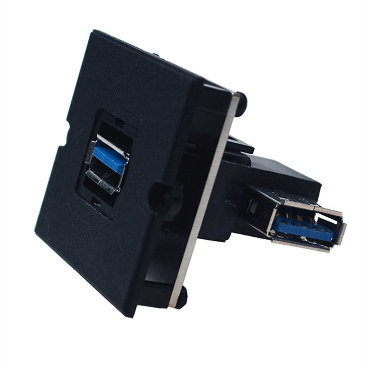 Bachmann USB-Adapter USB-A (Buchse) – USB 3.2 Gen 1 (5 Gbit/s) – Abgewinkelt (90° seitlich) – Schwarz/Silber