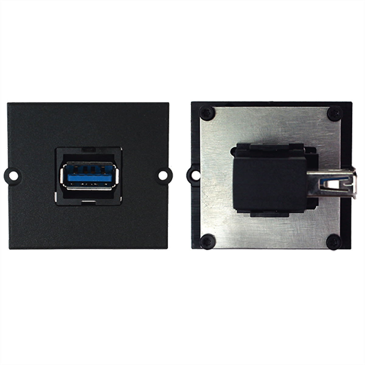 Bachmann USB-Adapter USB-A (Buchse) – USB 3.2 Gen 1 (5 Gbit/s) – Abgewinkelt (90° seitlich) – Schwarz/Silber