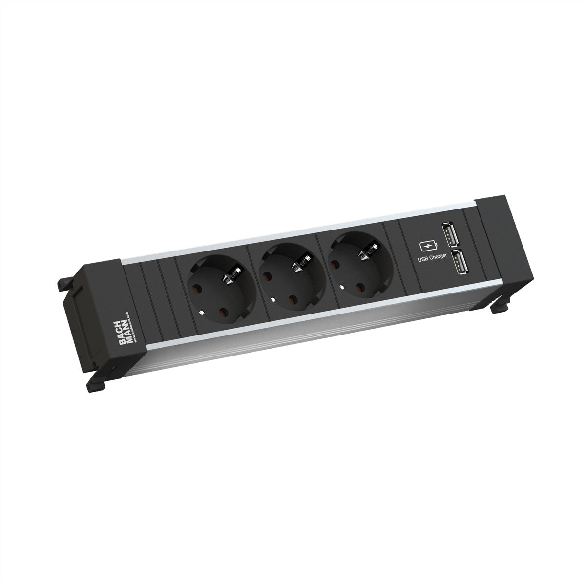 Bachmann POWER FRAME Medium Einbau-Anschlussfeld – Schutzkontakt×3, USB-A×2 (5 V/2,4 A) – Eingang Wieland GST18