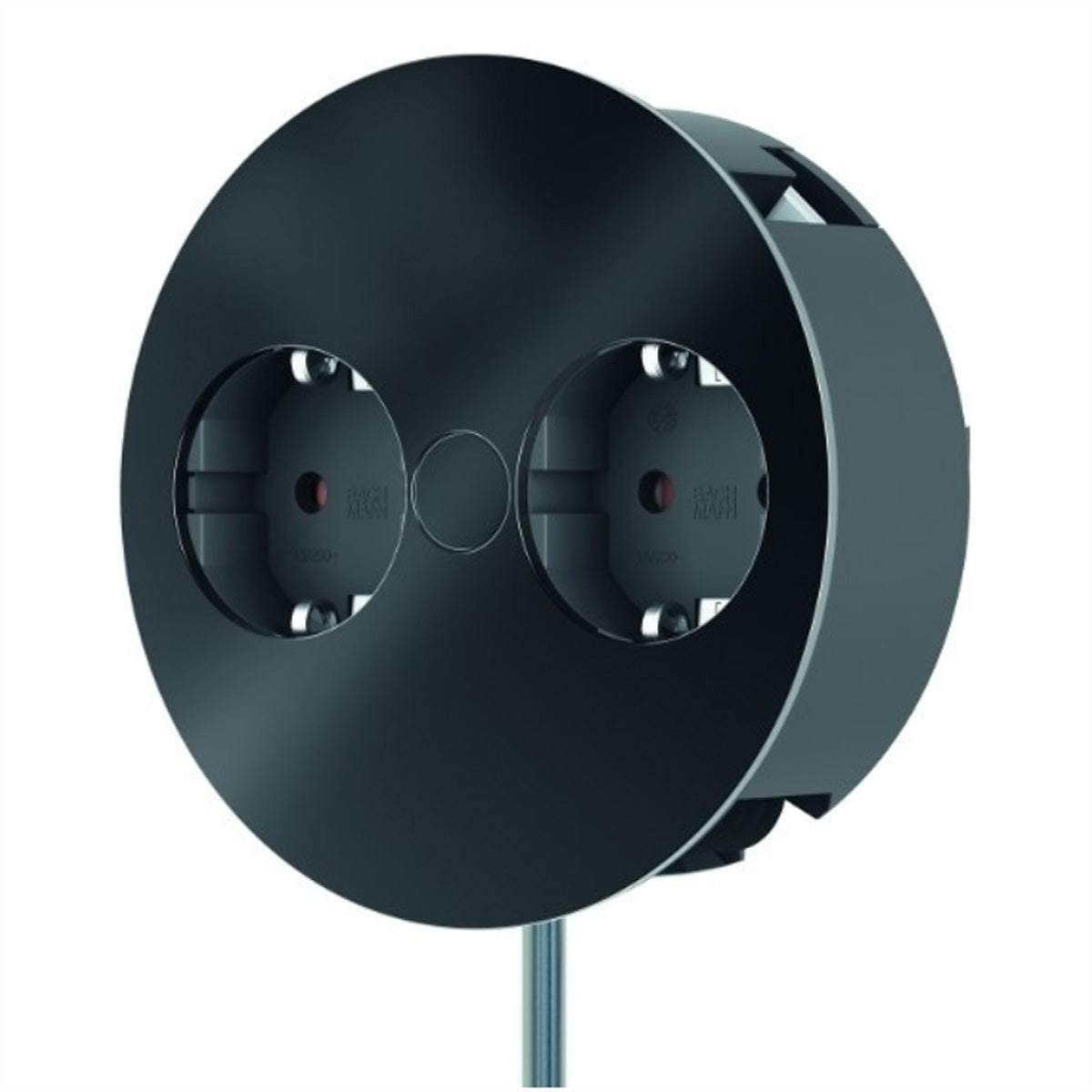 Bachmann TWIST Einbau-Anschlussfeld 2× Schutzkontakt – 2 m Kabel, Schutzkontakt-Montagestecker, schwarz
