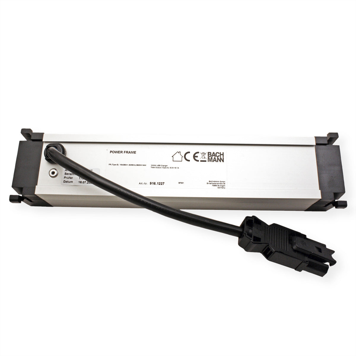 Bachmann POWER FRAME Steckdoseneinheit – 3×UTE + 2×USB, GST18, 0,2 m