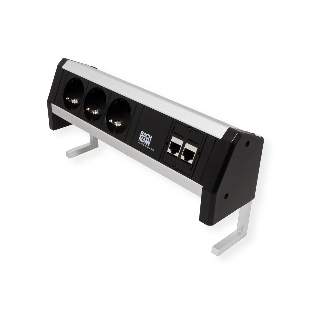 Bachmann DESK 1 – Tischsteckdosenleiste, 3× Schuko (Typ F), 2× CAT5e RJ45, GST18-Buchse, 16 A, 230 V