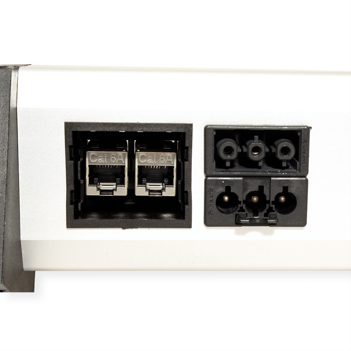Bachmann DESK 1 – Tischsteckdosenleiste, 3× Schuko (Typ F), 2× CAT5e RJ45, GST18-Buchse, 16 A, 230 V