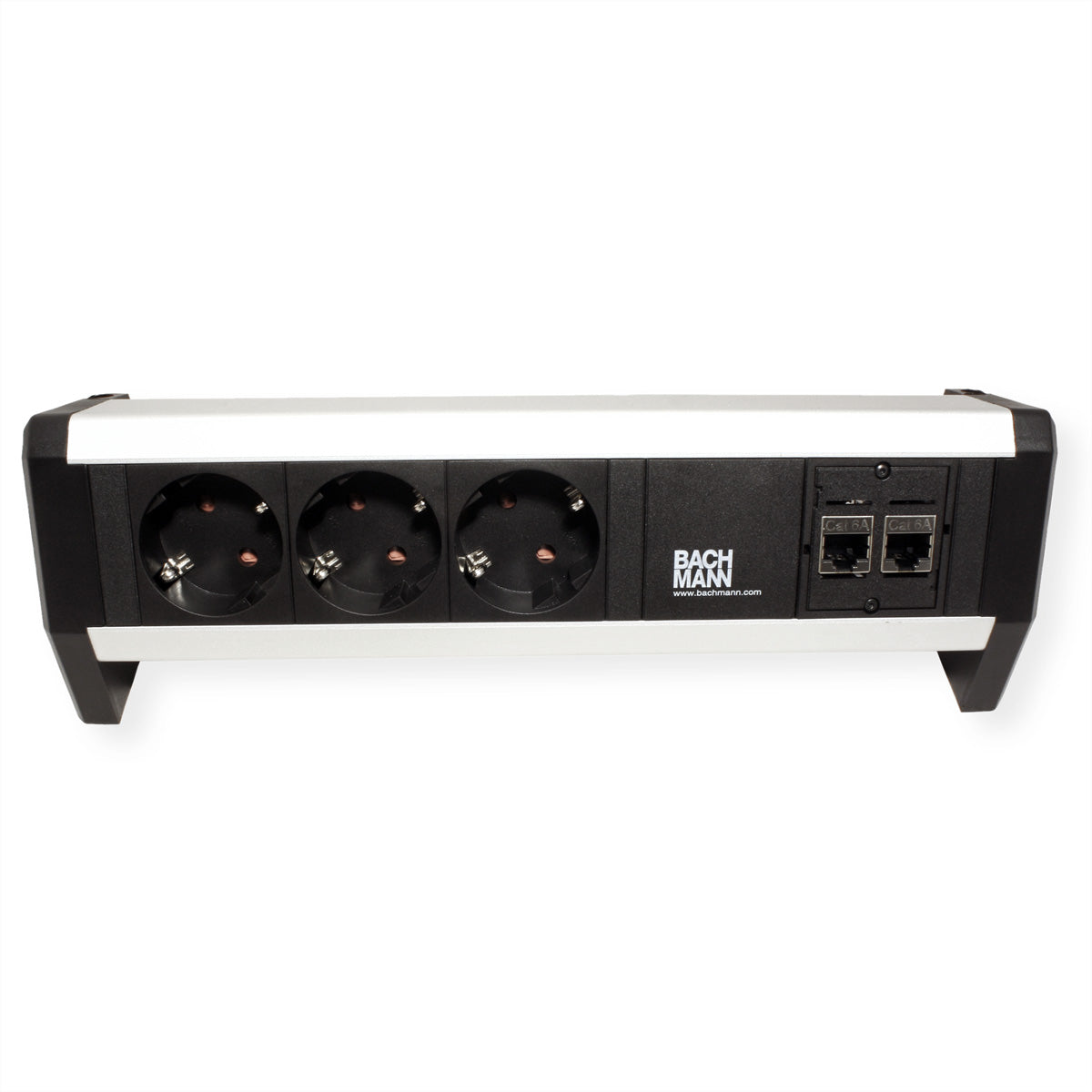 Bachmann DESK 1 – Tischsteckdosenleiste, 3× Schuko (Typ F), 2× CAT5e RJ45, GST18-Buchse, 16 A, 230 V