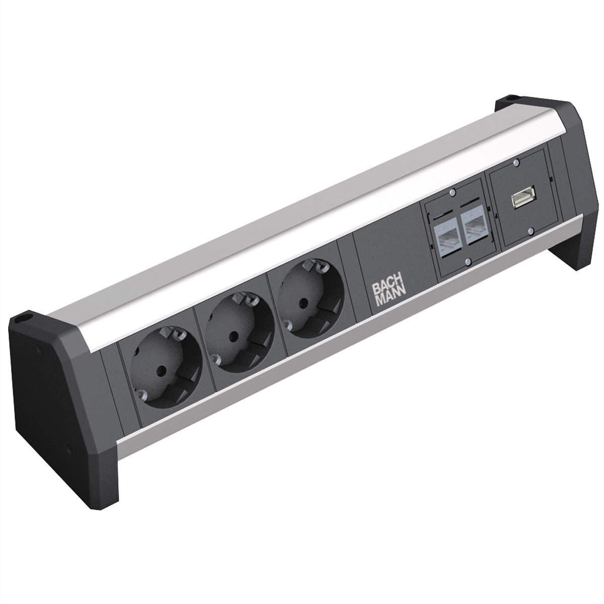 Bachmann DESK1 Tischsteckdosenleiste, 3×Schutzkontakt, 1×USB-A, ohne Schalter