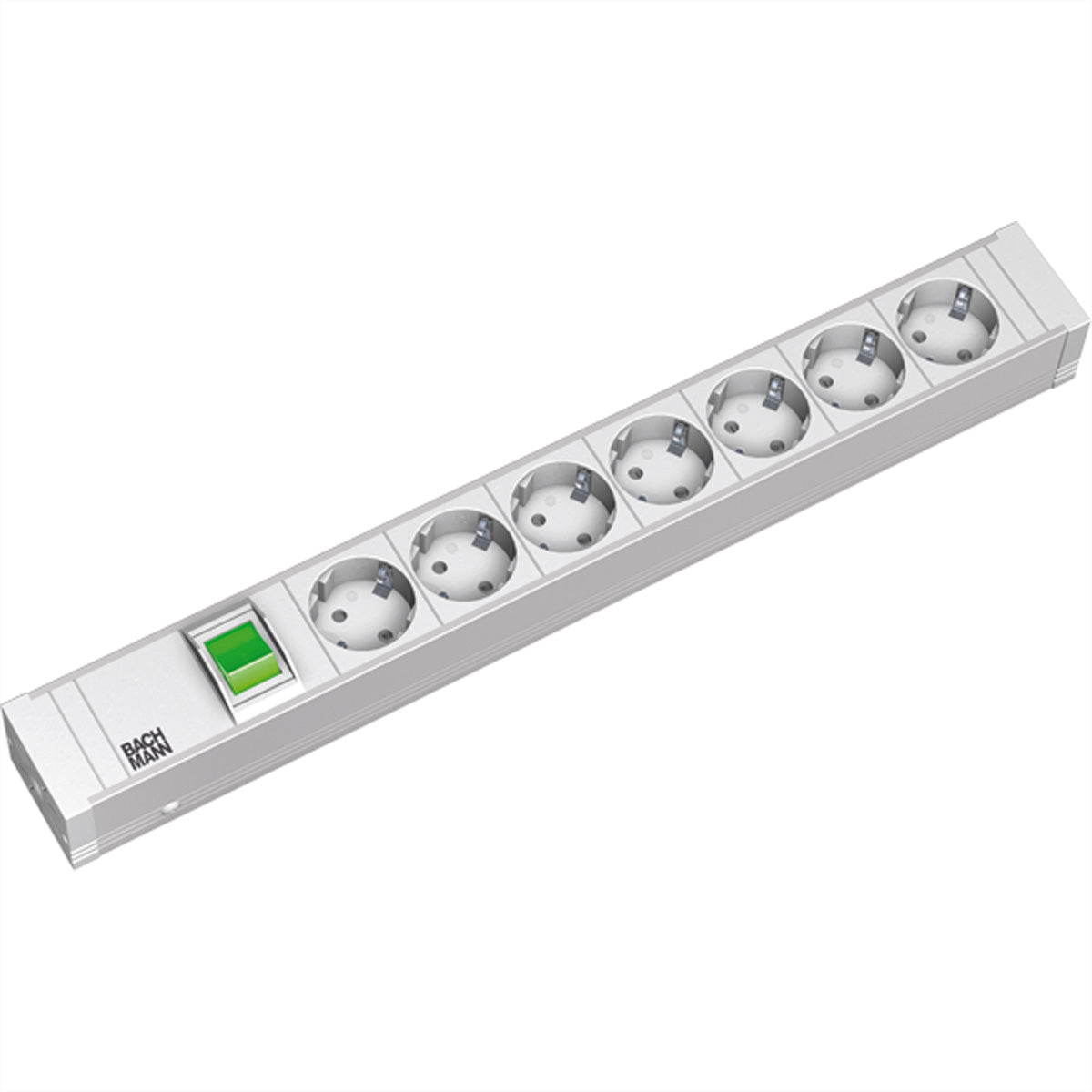 Bachmann 19" Steckdosenleiste 1,5U, 7× Schuko (Typ F), mit Schalter, 2 m, Stecker CEE 7/7