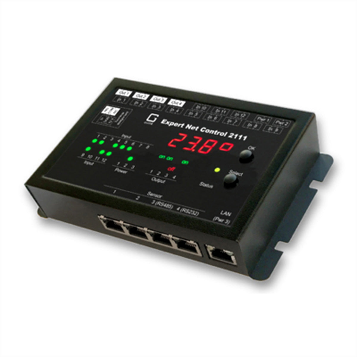 Gude Expert Net Control 2111-2 – Sensor-Hub/Pod, TCP/IP & PoE, 4 Relais- & 12 passive Signaleingänge – Schwarz