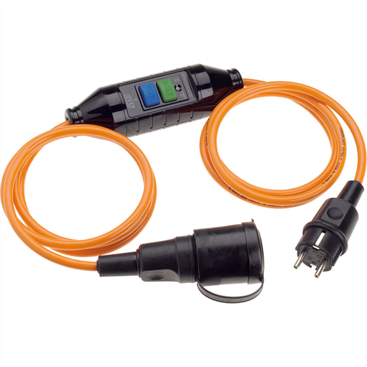 Bachmann Verlängerungskabel – Schuko (Typ E/F)–Schuko (Typ E/F), 3 m, mit PRCD, 3×1,5 mm², orange