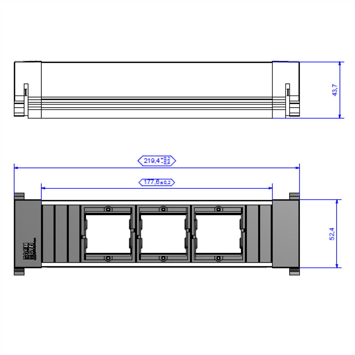 Bachmann POWER FRAME Einbausteckdosenleiste, 3×ABD, Einbau