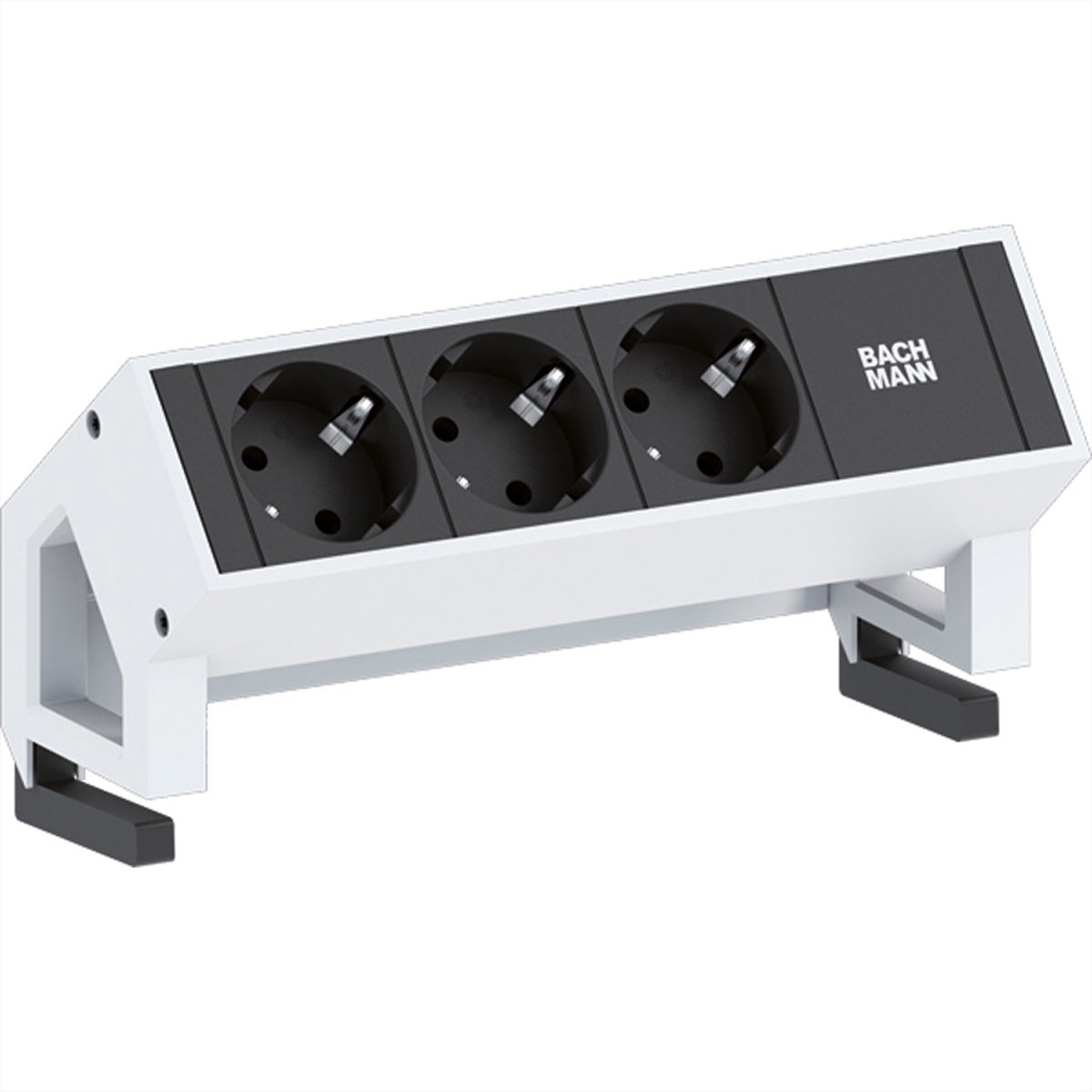 Bachmann DESK2 Aufbau-Anschlussfeld 3× Schutzkontakt (CEE 7/3) – GST18, 0,2 m Kabel – Weiss