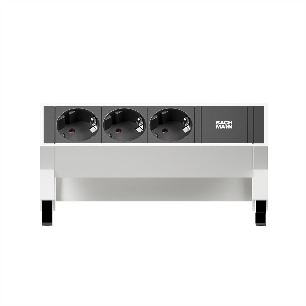 Bachmann DESK2 Aufbau-Anschlussfeld 3× Schutzkontakt (CEE 7/3) – GST18, 0,2 m Kabel – Weiss
