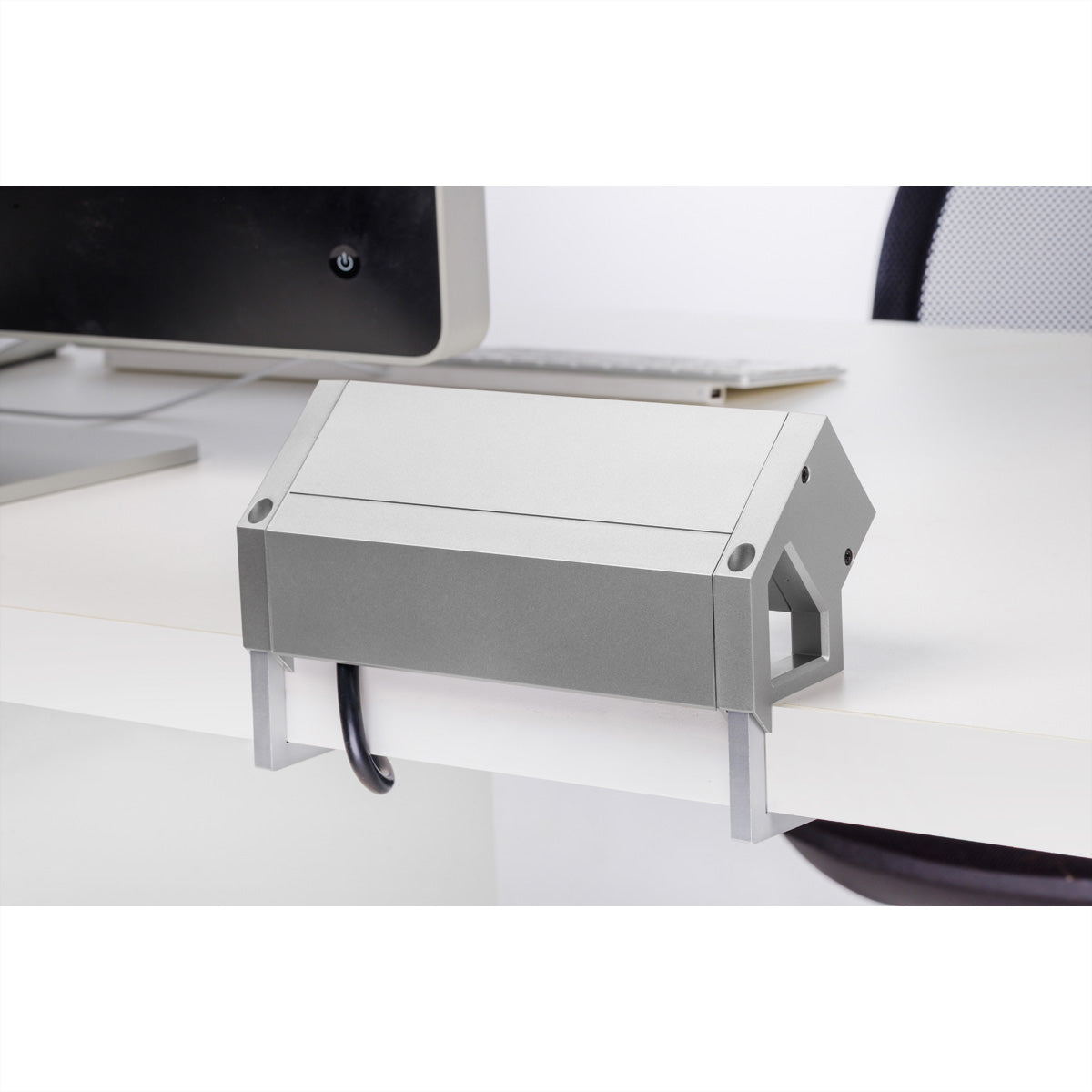 Bachmann DESK2 Steckdosenleiste, 3×T13, 0,2 m, Eingang Wieland GST18, mit Berührungsschutz – Silberfarben