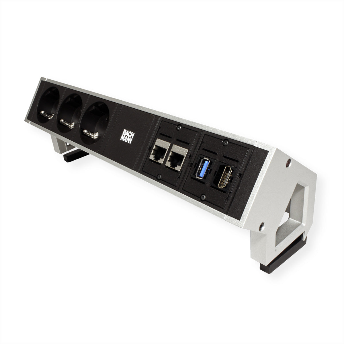 Bachmann DESK2 Steckdosenleiste Schutzkontakt (Typ F) 3× – USB-A×1, LAN (CAT6)×2, HDMI×1 – Zuleitung GST18 0,2m
