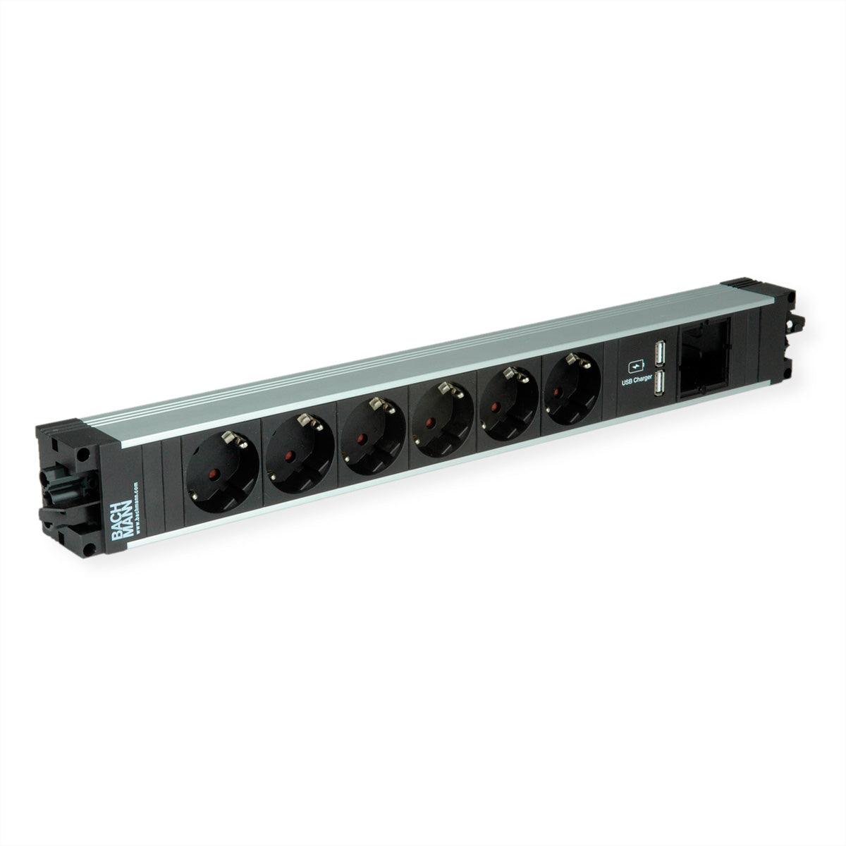 Bachmann STEP ALU – STEP Steckdoseneinheit, 6× Schutzkontakt, 2× USB‑A (15 W), 230 V/16 A