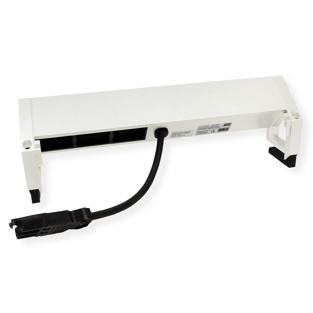Bachmann DESK2 Steckdoseneinheit – 3×Schuko (Typ E/F) + 3×Custom-Modul, 0,2 m Kabel, Tisch/Einbau