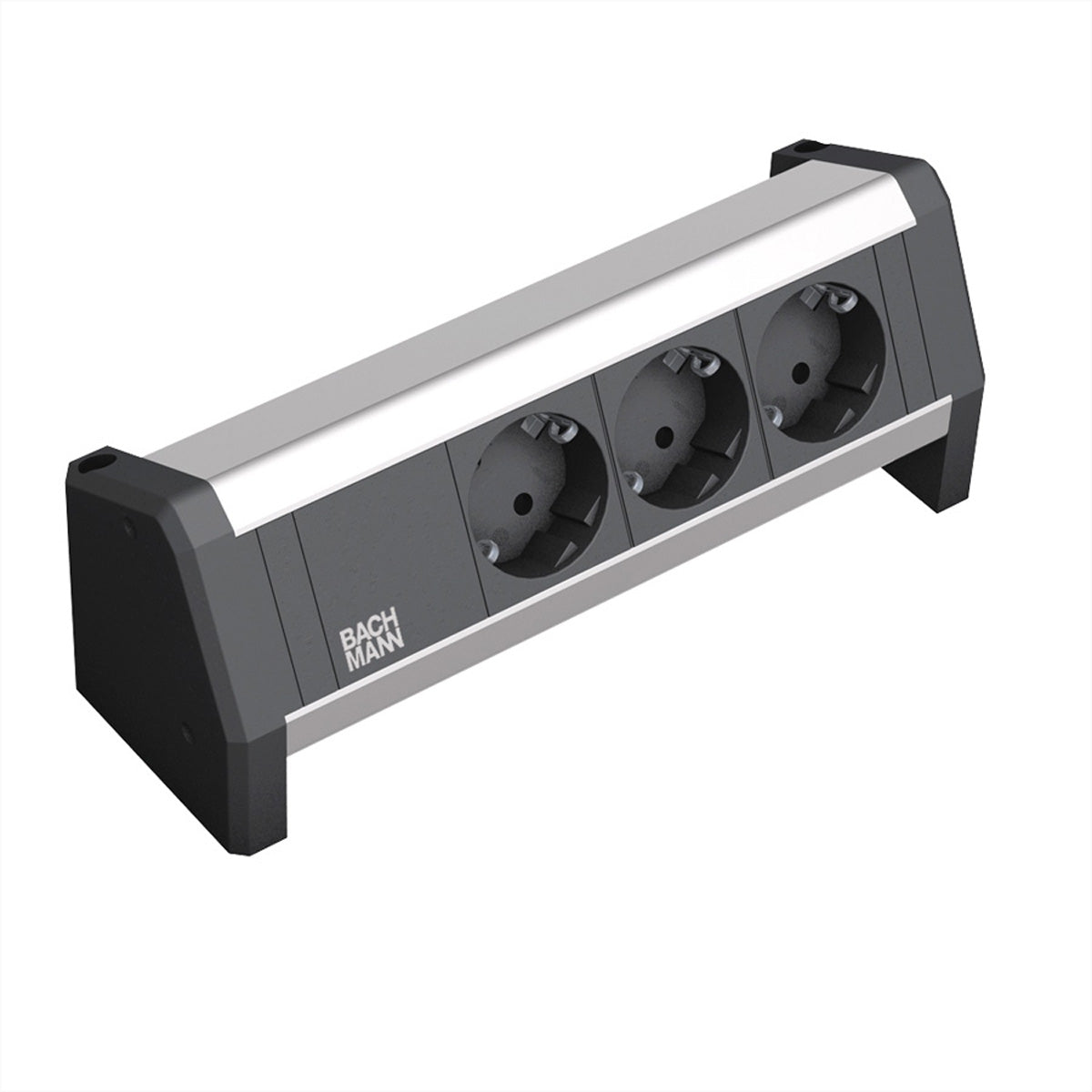 Bachmann DESK1 Steckdosenleiste 3600 W – Schutzkontakt×3 (CEE 7/3, Typ F), GST18-Buchse – Tischmontage – schwarz