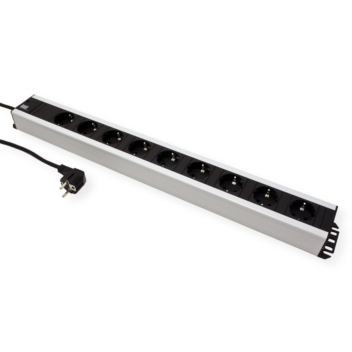 Bachmann Steckdosenleiste, 9×T13, ohne Schalter, 2 m, wiederanschliessbar, IP20 – schwarz/grau