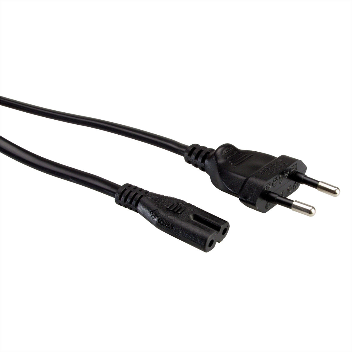VALUE Netzkabel – Eurostecker (CEE 7/16) – IEC C7, 3 m, 250 V/2,5 A, Schwarz