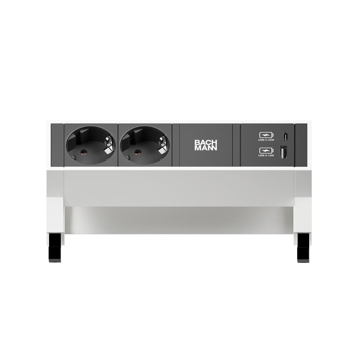 Bachmann DESK2 Steckdoseneinheit – 2×T13, USB-A/USB-C 22 W, Tisch-/Einbau, 0,2 m, GST18, Weiss