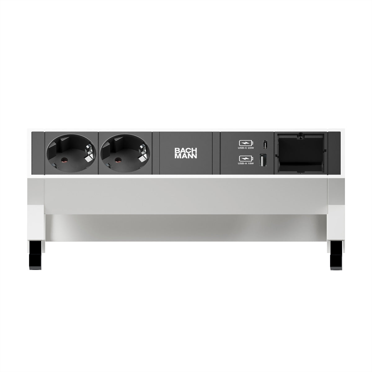 Bachmann DESK2 Steckdosenleiste 2×Schutzkontakt, USB-C×1, USB-A×1 22 W – GST18-Zuleitung 0,2 m – Weiss