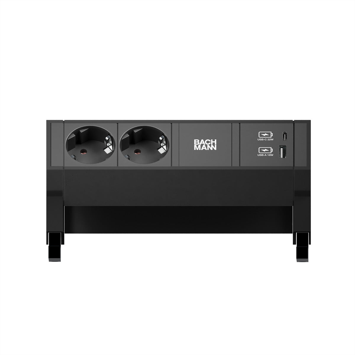 Bachmann DESK2 Steckdoseneinheit – 2×T13, USB-A/USB-C 22 W, Tisch/Einbau
