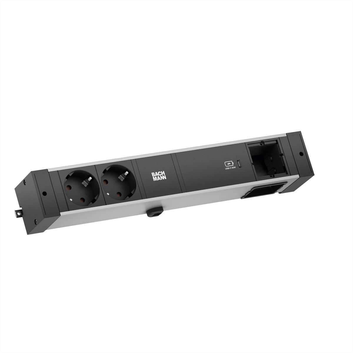 Bachmann Tischsteckdosenleiste, 4×Schuko (Typ F), 1×USB-C PD 60 W, 2 m – schwarz