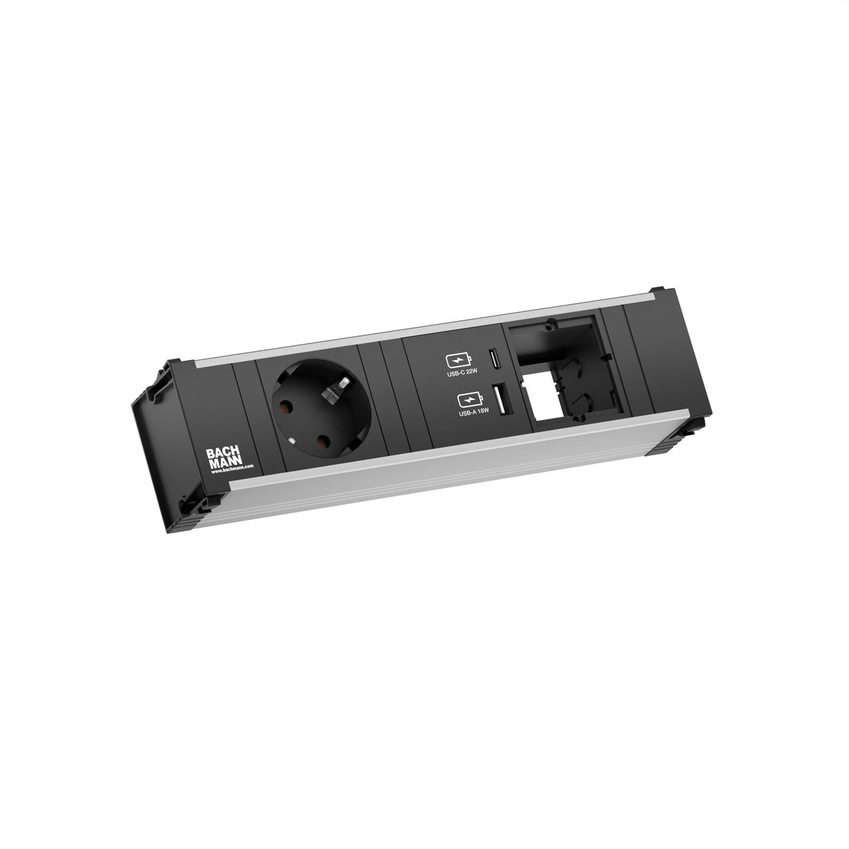 Bachmann CONI Steckdoseneinheit – 1×Schuko (Typ E/F), USB‑A/USB‑C 22 W, Einbau, 0,2 m GST18