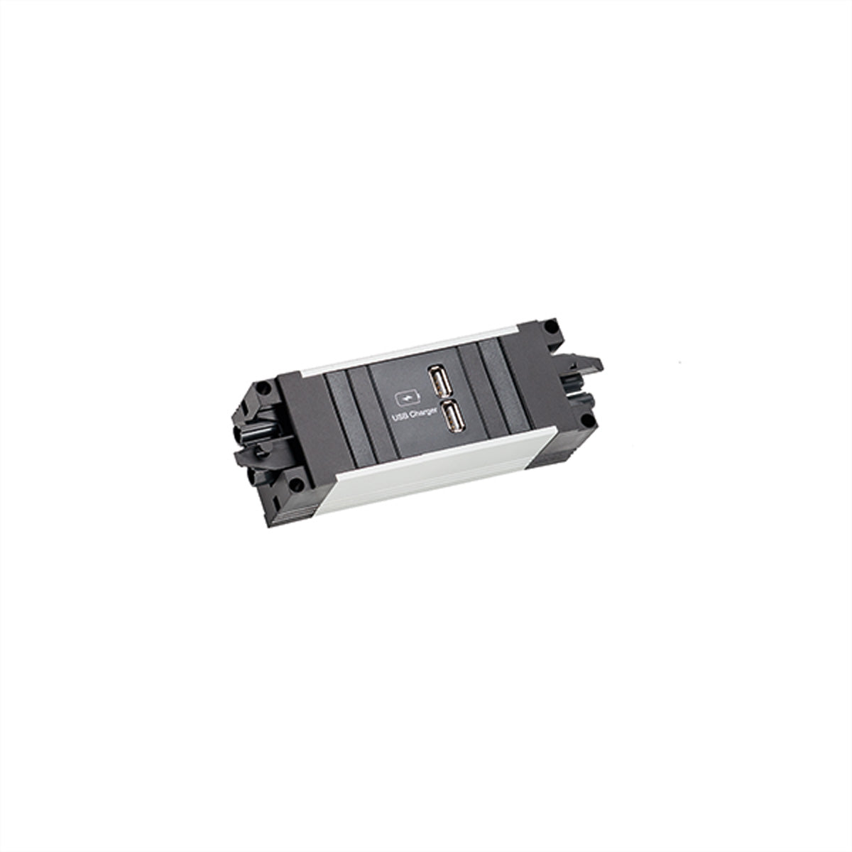 Bachmann STEP ALU Steckdoseneinheit USB-Ladegerät 22 W – USB-A×1, USB-C×1 – Wieland GST18 – Schwarz/Silber