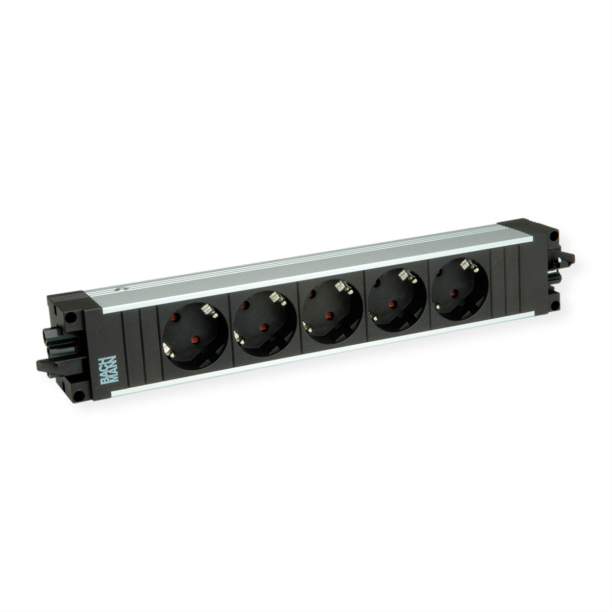Bachmann STEP ALU – Steckdosenleiste, 5× Schuko (Typ F), GST18 Stecker, mit erhöhtem Berührungsschutz