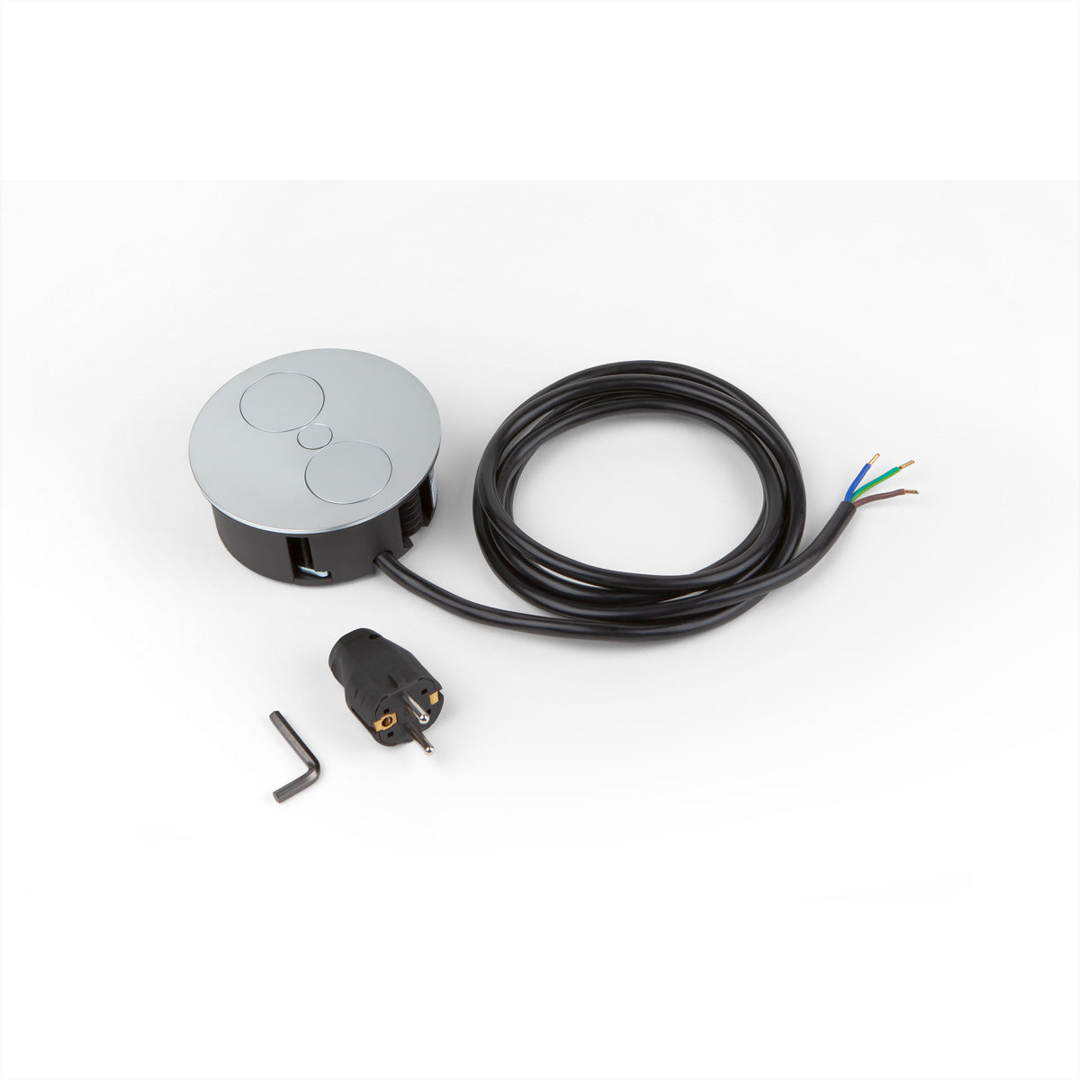 Bachmann TWIST – Einbau-Anschlussfeld, 2× T13, 2 m, Stecker mit Schutzkontakt-Montagestecker