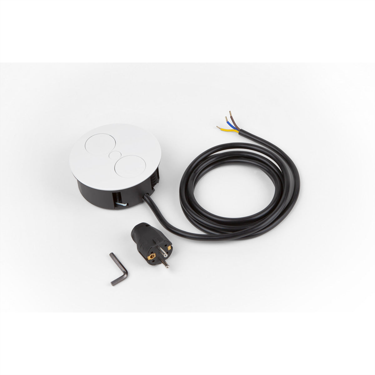 Bachmann TWIST Einbau-Anschlussfeld 1× Schutzkontakt (Typ E/F) – USB‑A×2 – 2 m Kabel