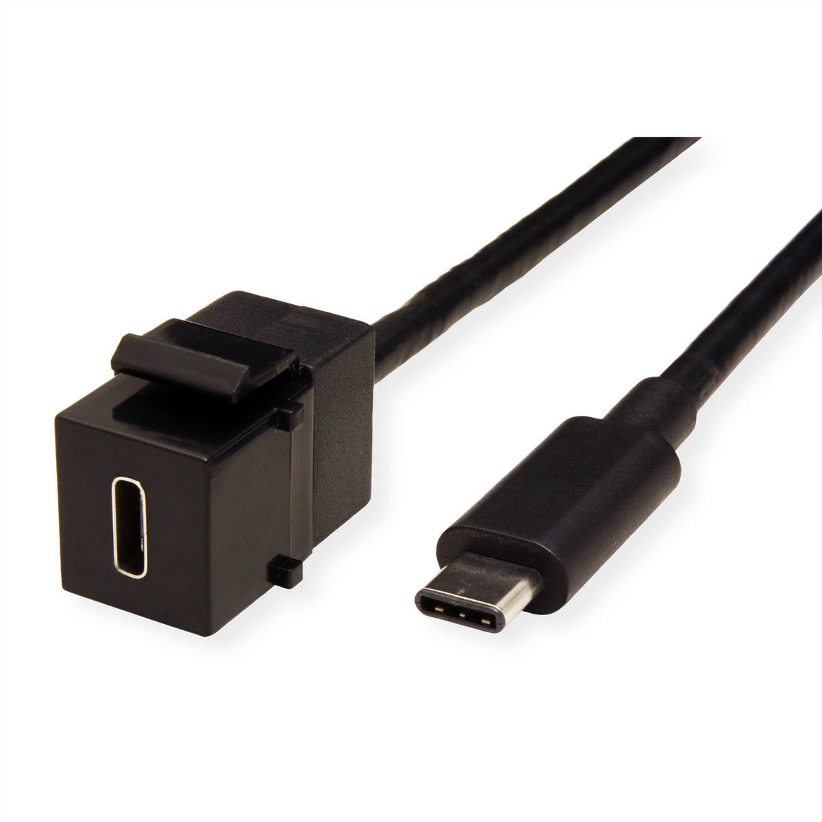 Bachmann Keystone-Modul USB-C, 1×USB-C PD 60 W, 0,5 m Kabelpeitsche, 220×135×20 mm – schwarz
